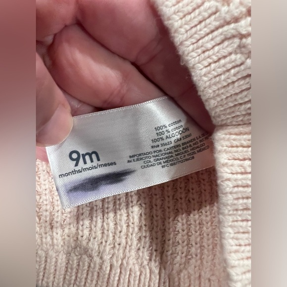 Carter’s Baby Girl Crochet Sweater in Light Pink Size 9 Months So Precious 💕 - Picture 11 of 12